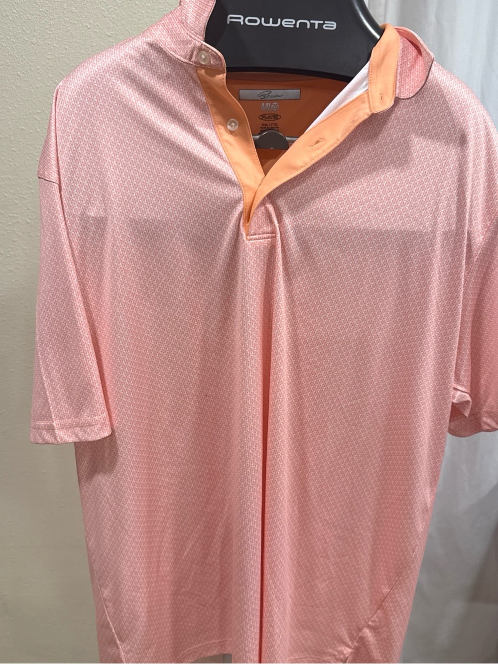Greg Norman Collection Pink Polo with Peach Trim